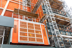 A general construction lift on the outside of a building