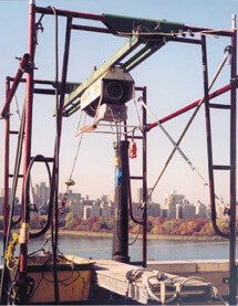 A material hoist on a job site.