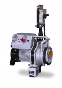 A Bee Aceess BISOMAC hoist motor for a construction elevator